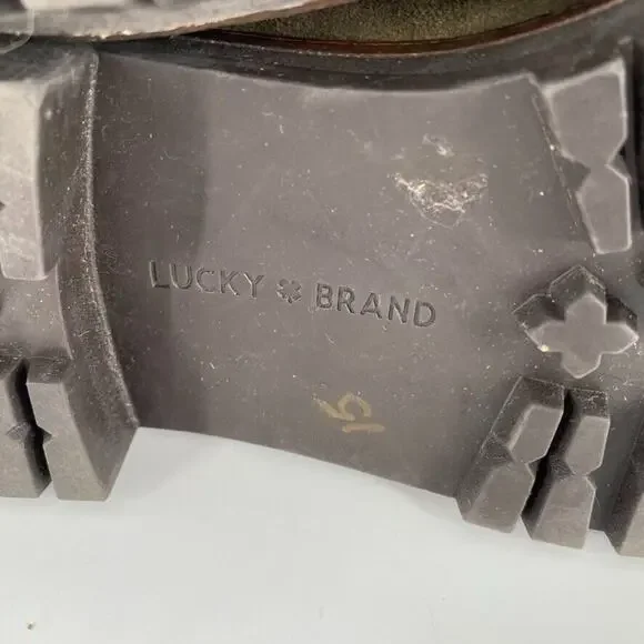 Lucky Brand‎ Idara Womens Ankle Combat Boots Army Green Suede Side Zip Sz 8.5 - Picture 9 of 9